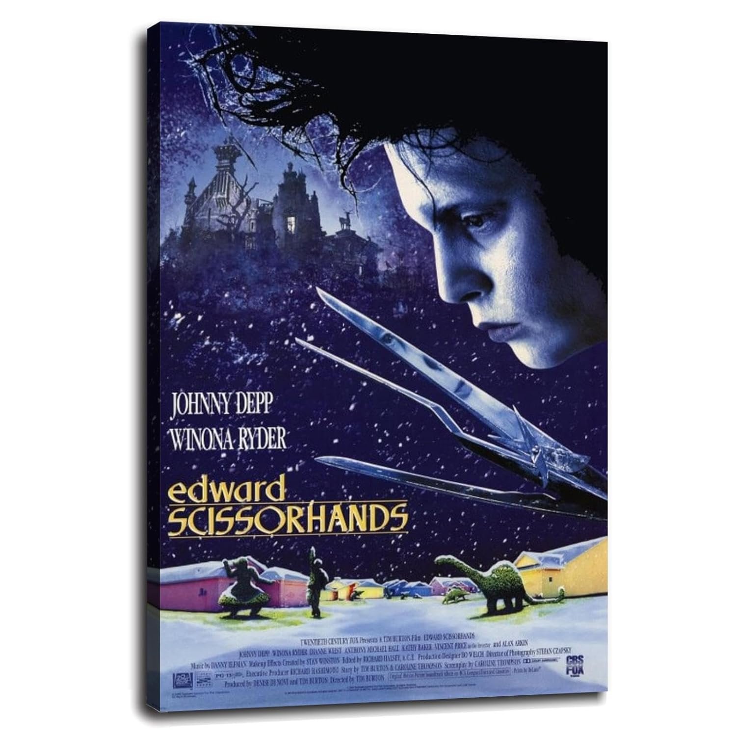 Edward Scissorhands (1990) Movie Poster Fantasy Love Poster Canvas Prints Comedy Movie Wall Art For Home Office Bedroom Decorations With Framed 12"x8"