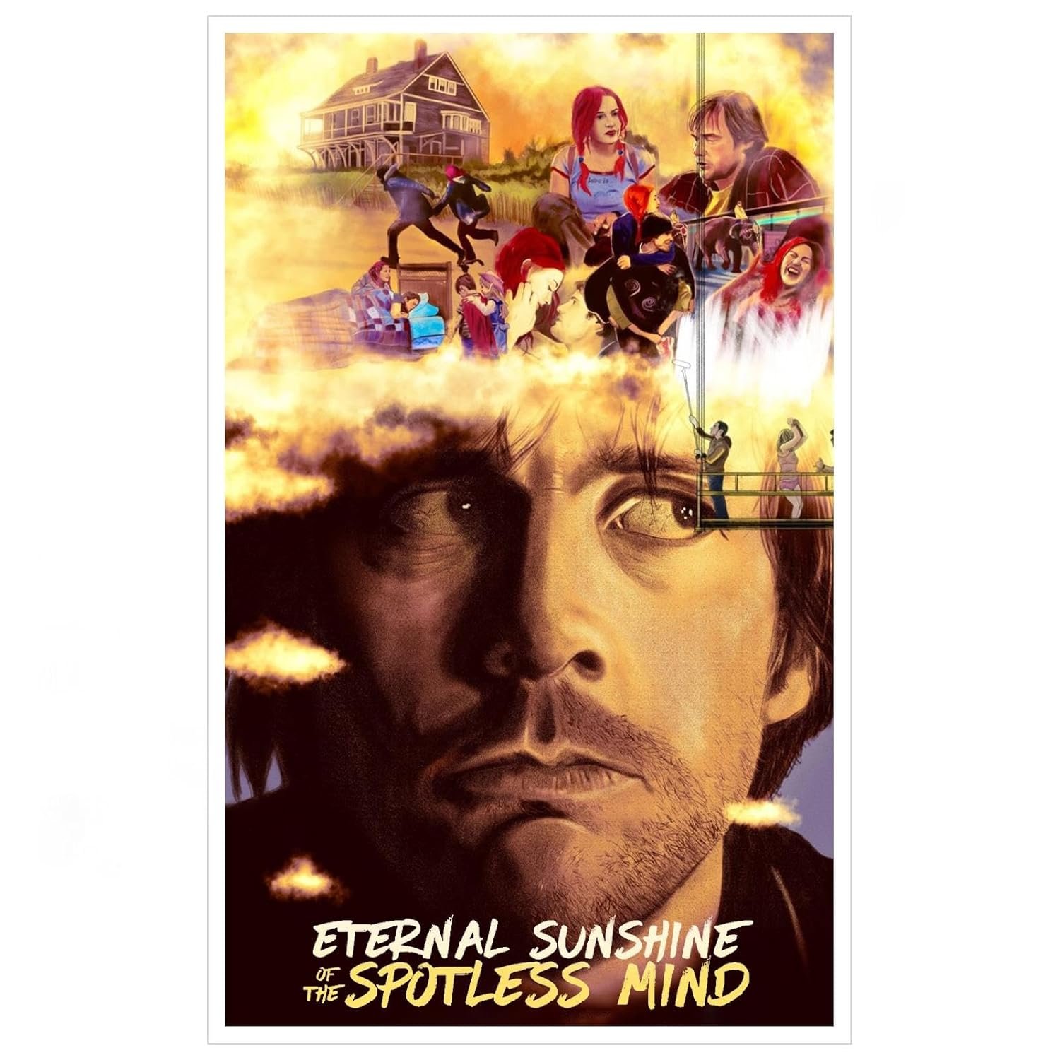 Eternal Sunshine Of The Spotless Mind Movie Poster Canvas Prints Love Story Science Fiction Movies Poster Wall Art For Home Office Cinema Decorations With Framed 27"x16"