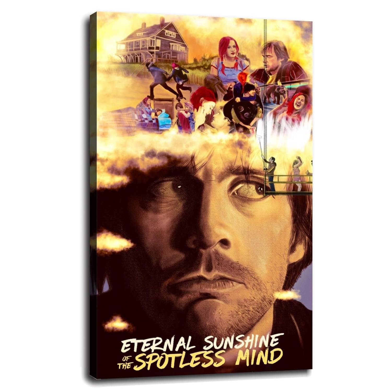 Eternal Sunshine Of The Spotless Mind Movie Poster Canvas Prints Love Story Science Fiction Movies Poster Wall Art For Home Office Cinema Decorations With Framed 27"x16"