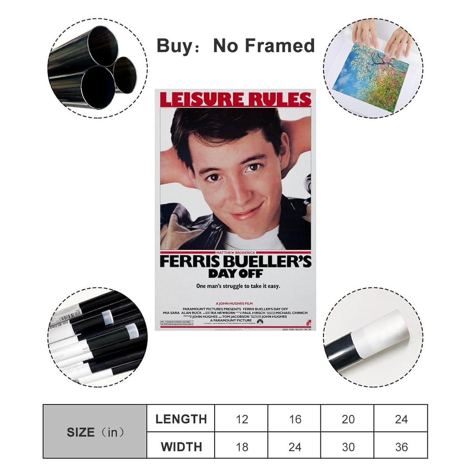 Ferris Bueller's Day Off- Movie Poster for Home Aesthetic Canvas Art Wall Decor Gifts 12x18inch(30x45cm)