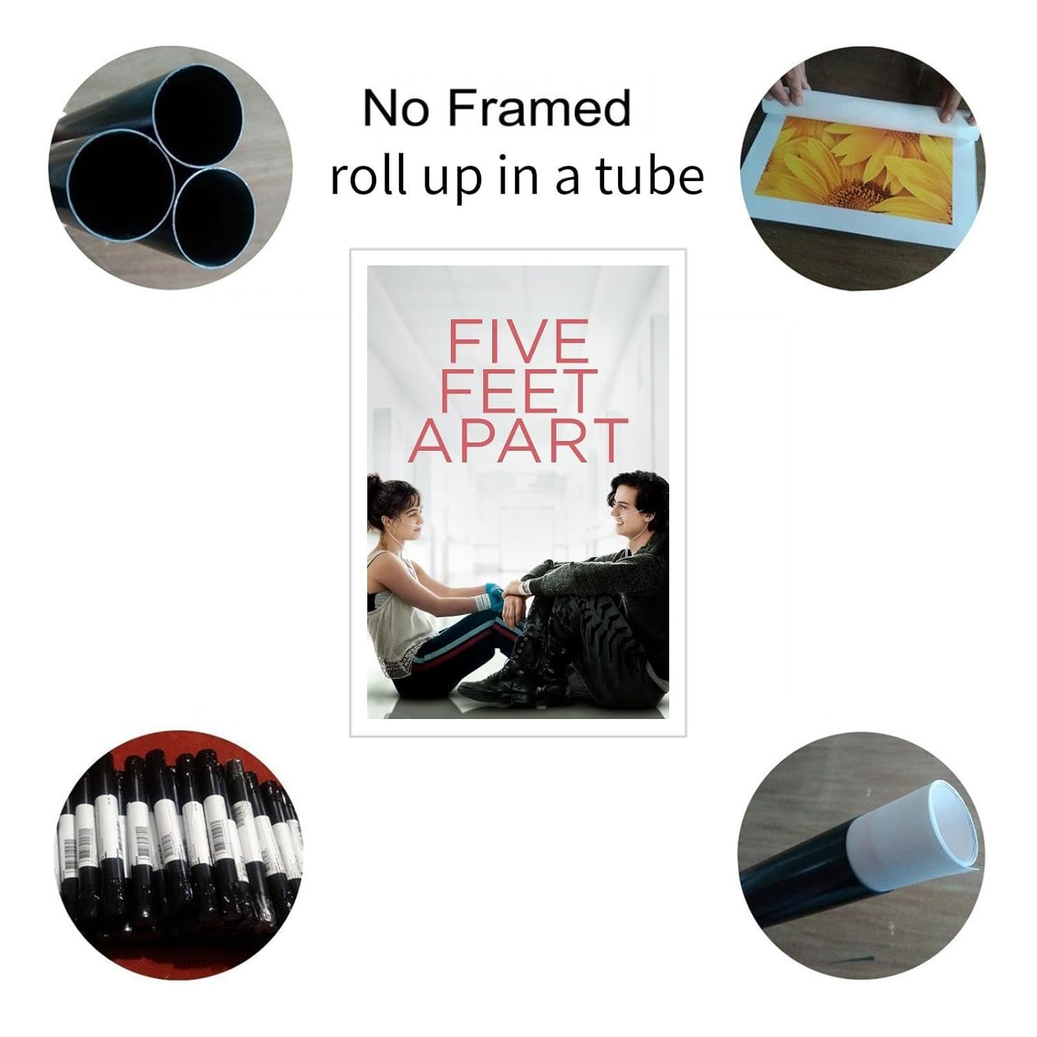 Five Feet Apart Movie Poster Canvas Prints Love Story Love Movies Poster Wall Art For Home Office Cinema Decorations Unframed 36"x24"