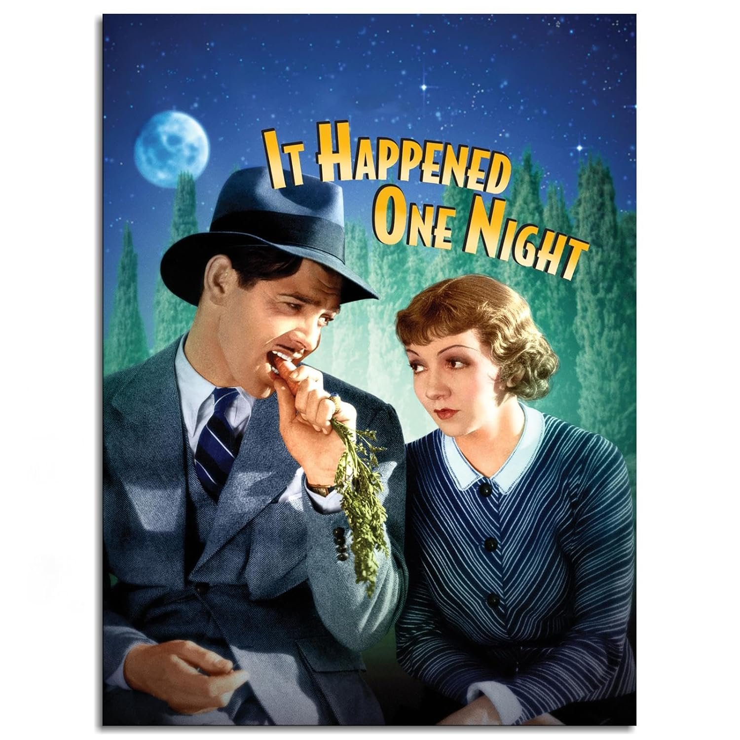 It Happened One Night (1934) Movie Poster Wall Art Romantic Comedy Canvas Prints Love Movies Poster For Home Office Cinema Decorations With Framed 20"x16"