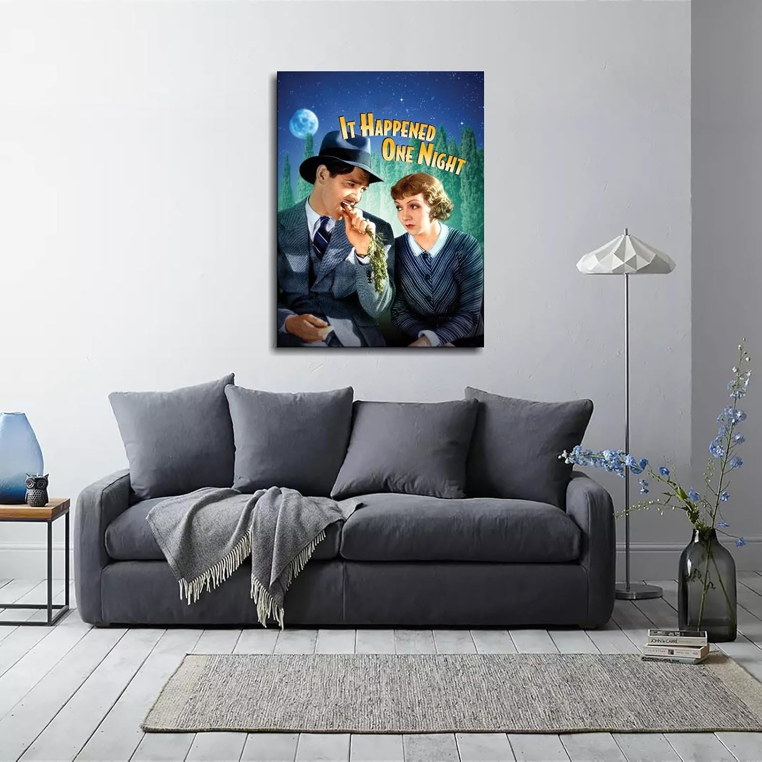 It Happened One Night (1934) Movie Poster Wall Art Romantic Comedy Canvas Prints Love Movies Poster For Home Office Cinema Decorations With Framed 20"x16"