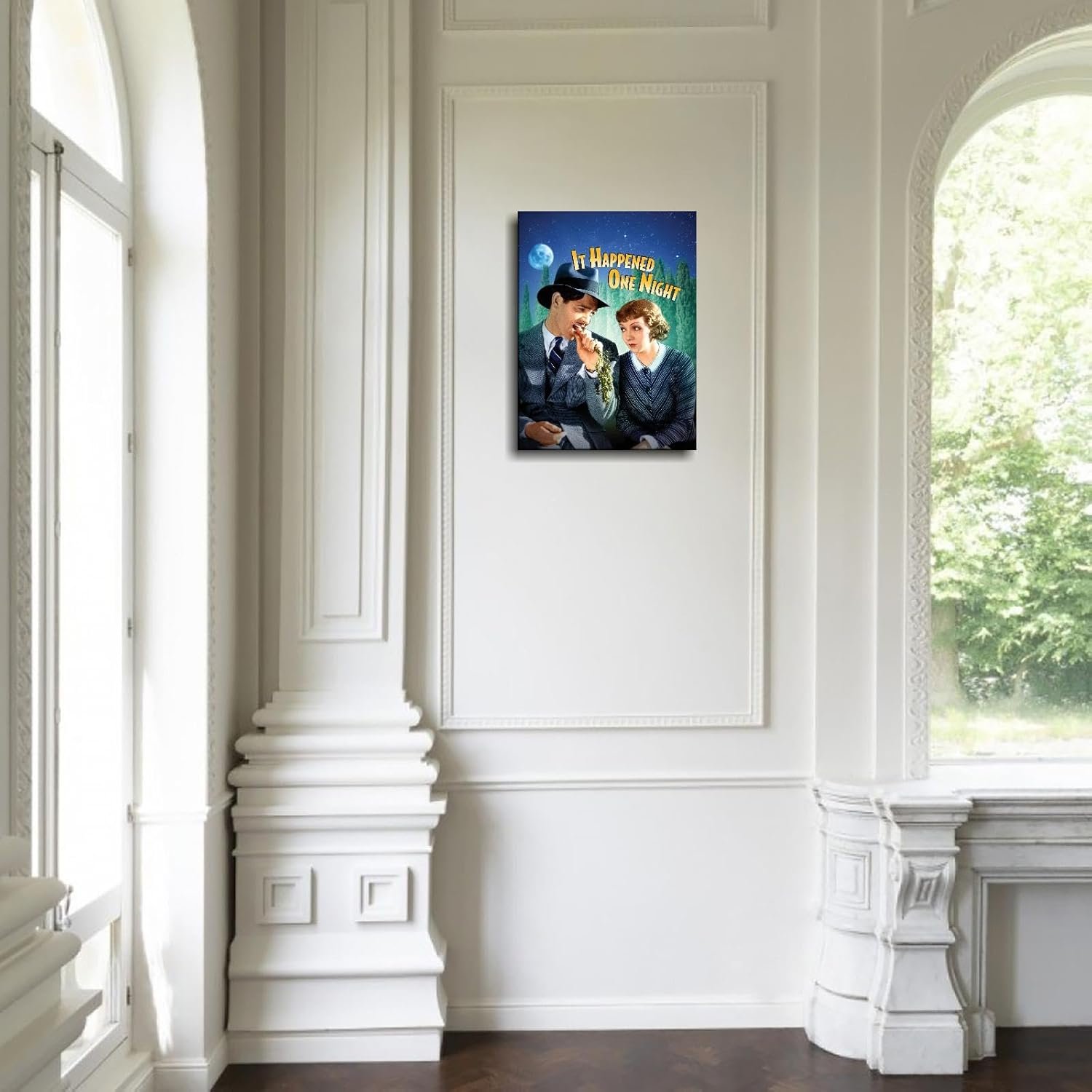 It Happened One Night (1934) Movie Poster Wall Art Romantic Comedy Canvas Prints Love Movies Poster For Home Office Cinema Decorations With Framed 20"x16"