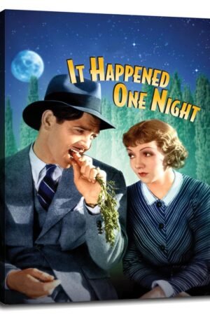 It Happened One Night (1934) Movie Poster Wall Art Romantic Comedy Canvas Prints Love Movies Poster For Home Office Cinema Decorations With Framed 20"x16"