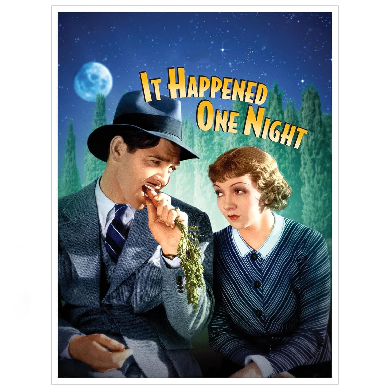 It Happened One Night (1934) Movie Poster Wall Art Romantic Comedy Canvas Prints Love Movies Poster For Home Office Cinema Decorations With Framed 20"x16"