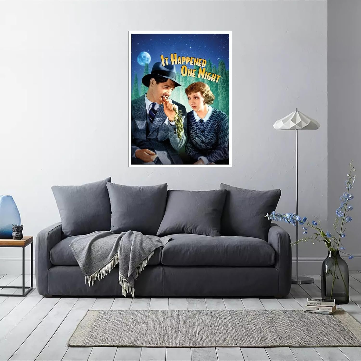 It Happened One Night (1934) Movie Poster Wall Art Romantic Comedy Canvas Prints Love Movies Poster For Home Office Cinema Decorations With Framed 20"x16"