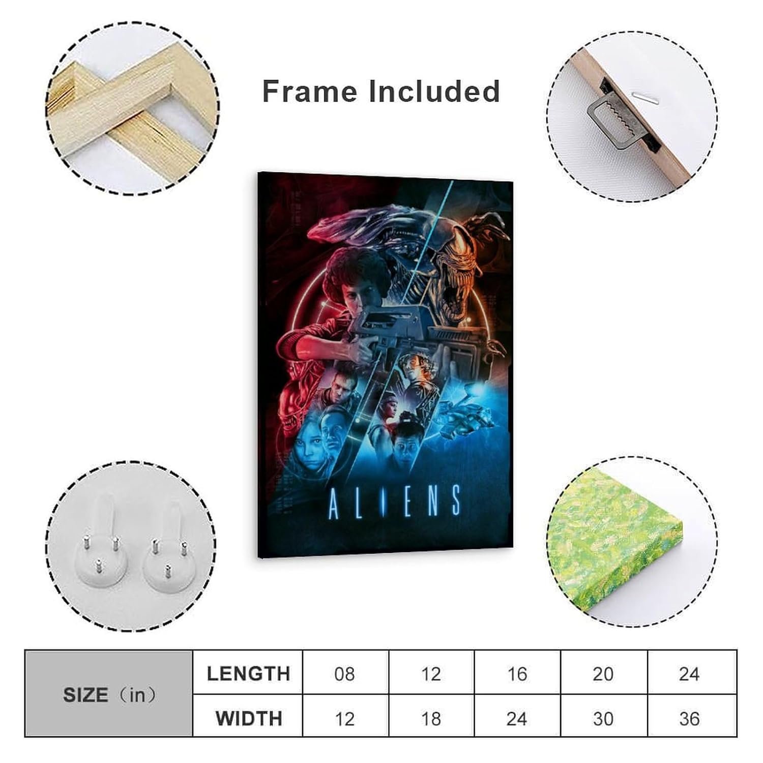 JGNHJC Horror Movie Poster for Bedroom Aesthetic Canvas Art Poster Bedroom Decor Posters 24x36inch(60x90cm), Frame-style-7