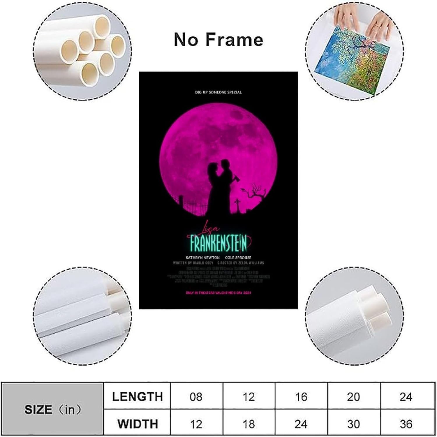 JGNHJC Lisa Frankenstein 2024 Poster Canvas Art Poster Bedroom Decor Posters 24x36inch(60x90cm), Unframe-style-9