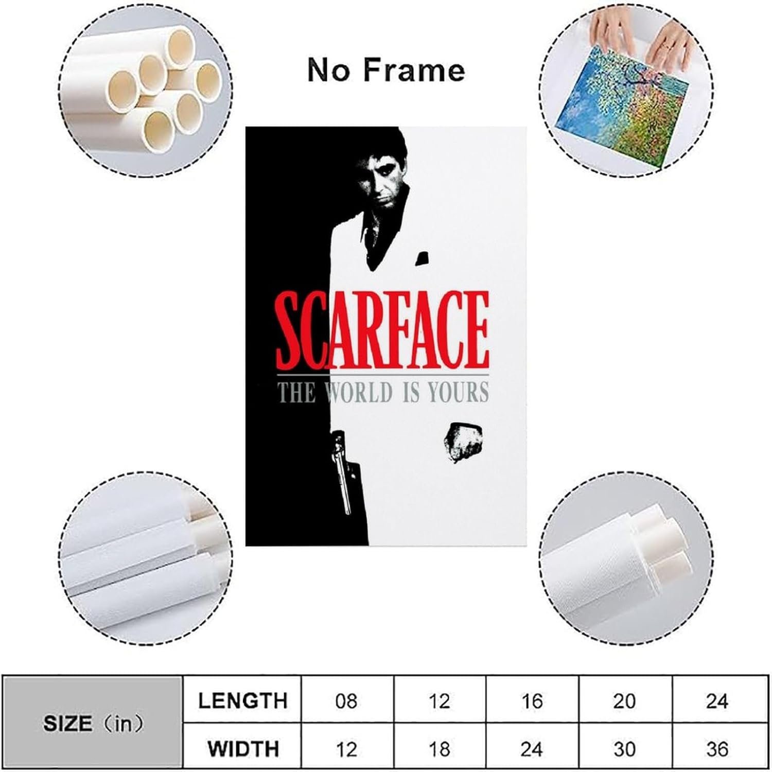 JGNHJC Scarface Movie Poster Canvas Art Poster Bedroom Decor Posters 24x36inch(60x90cm), Unframe-style-12