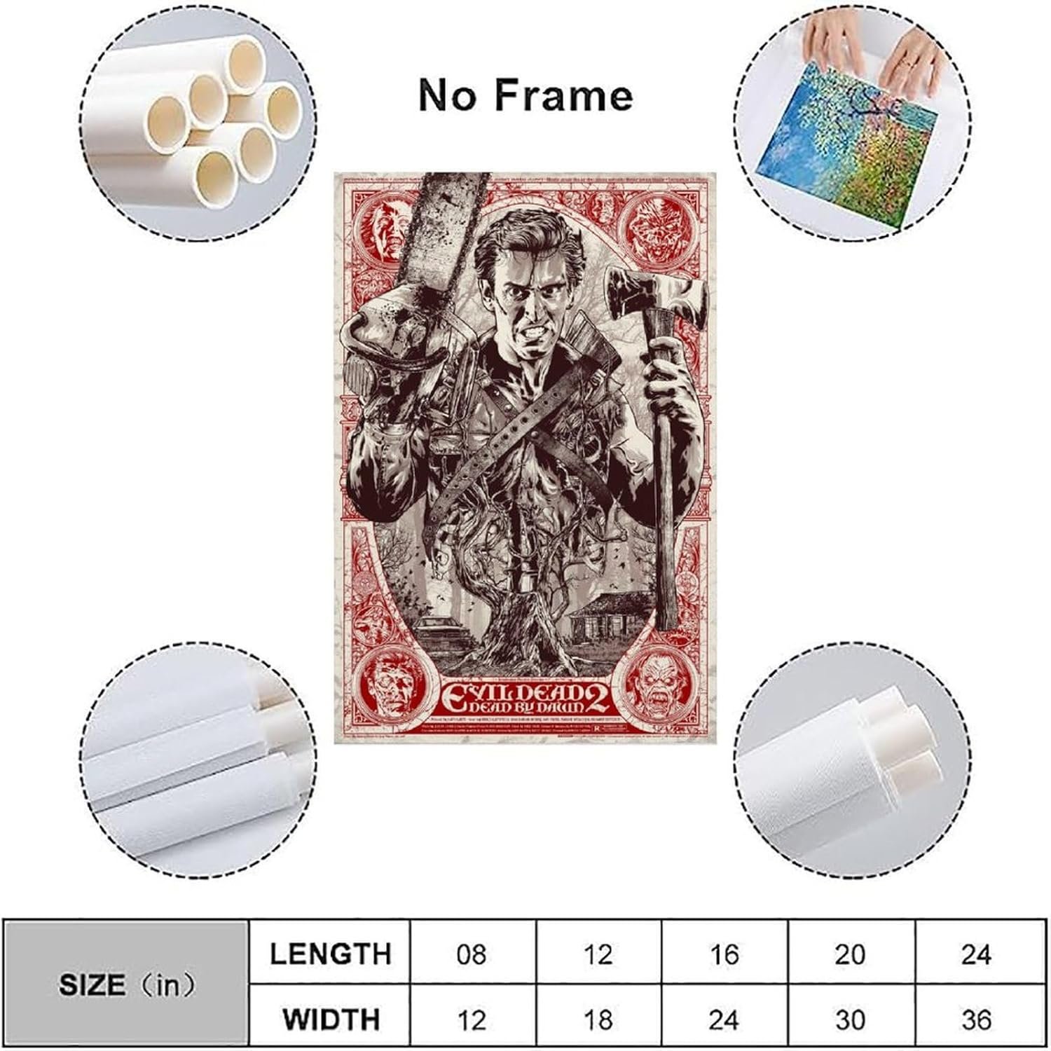 JGNHJC The Evil Dead Poster Horror Movie Posters Canvas Wall Art Living Room Posters Bedroom Painting 24x36inch(60x90cm), Unframe-style-4