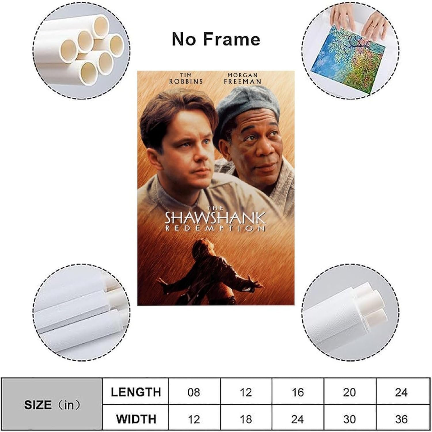 JGNHJC The Shawshank Redemption Classic Movie Poster Canvas Art Poster Bedroom Decor Posters 24x36inch(60x90cm), Unframe-style-5