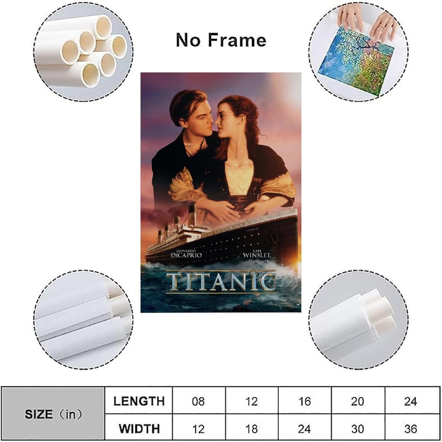 JGNHJC Titanic Classic Movie Poster Canvas Art Poster Bedroom Decor Posters 16x24inch(40x60cm), Unframe-style-4