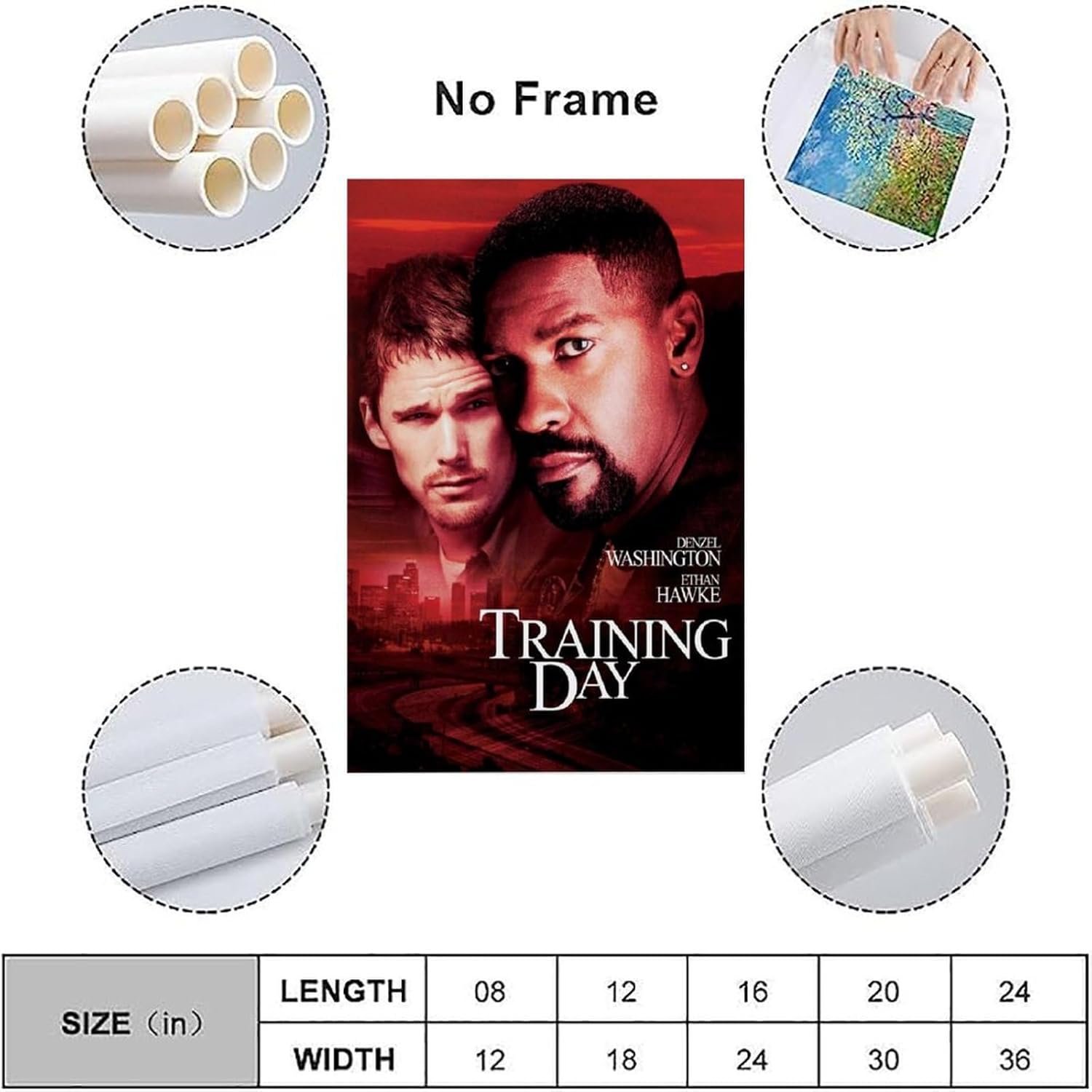 JGNHJC Training Day Movie Poster Canvas Wall Art Living Room Posters Bedroom Painting 20x30inch(50x75cm), Unframe-style-1