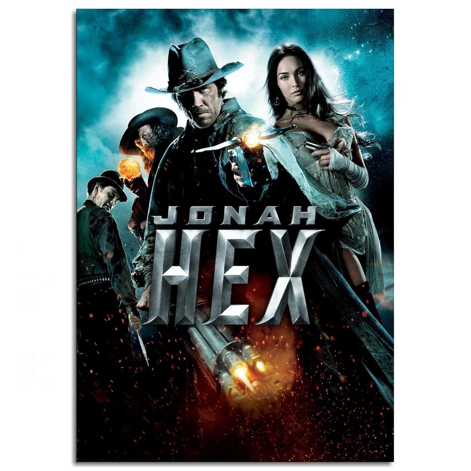 Jonah Hex Movie Poster Wall Art Western Cowboy Canvas Prints Action Movies Poster For Home Office Cinema Decorations With Framed 18"x12"