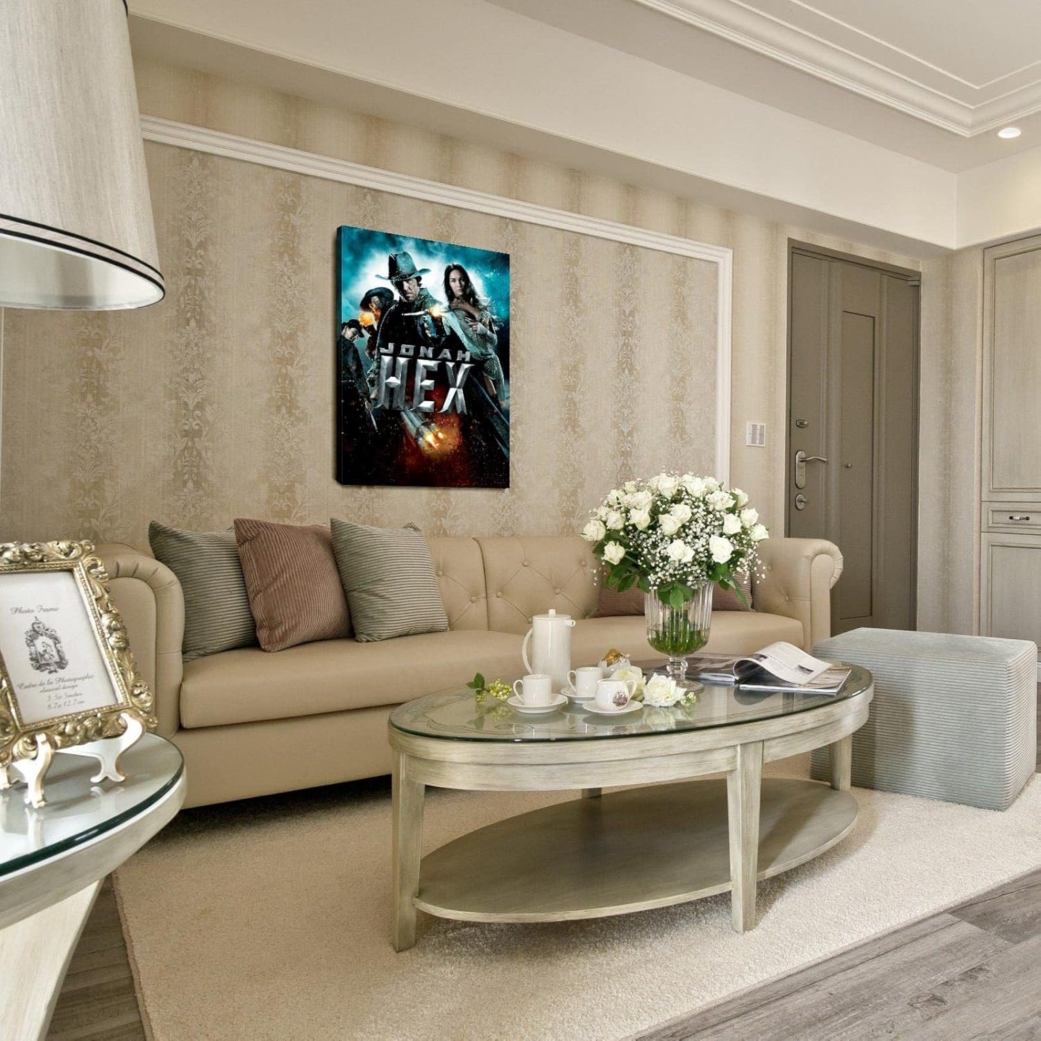 Jonah Hex Movie Poster Wall Art Western Cowboy Canvas Prints Action Movies Poster For Home Office Cinema Decorations With Framed 18"x12"