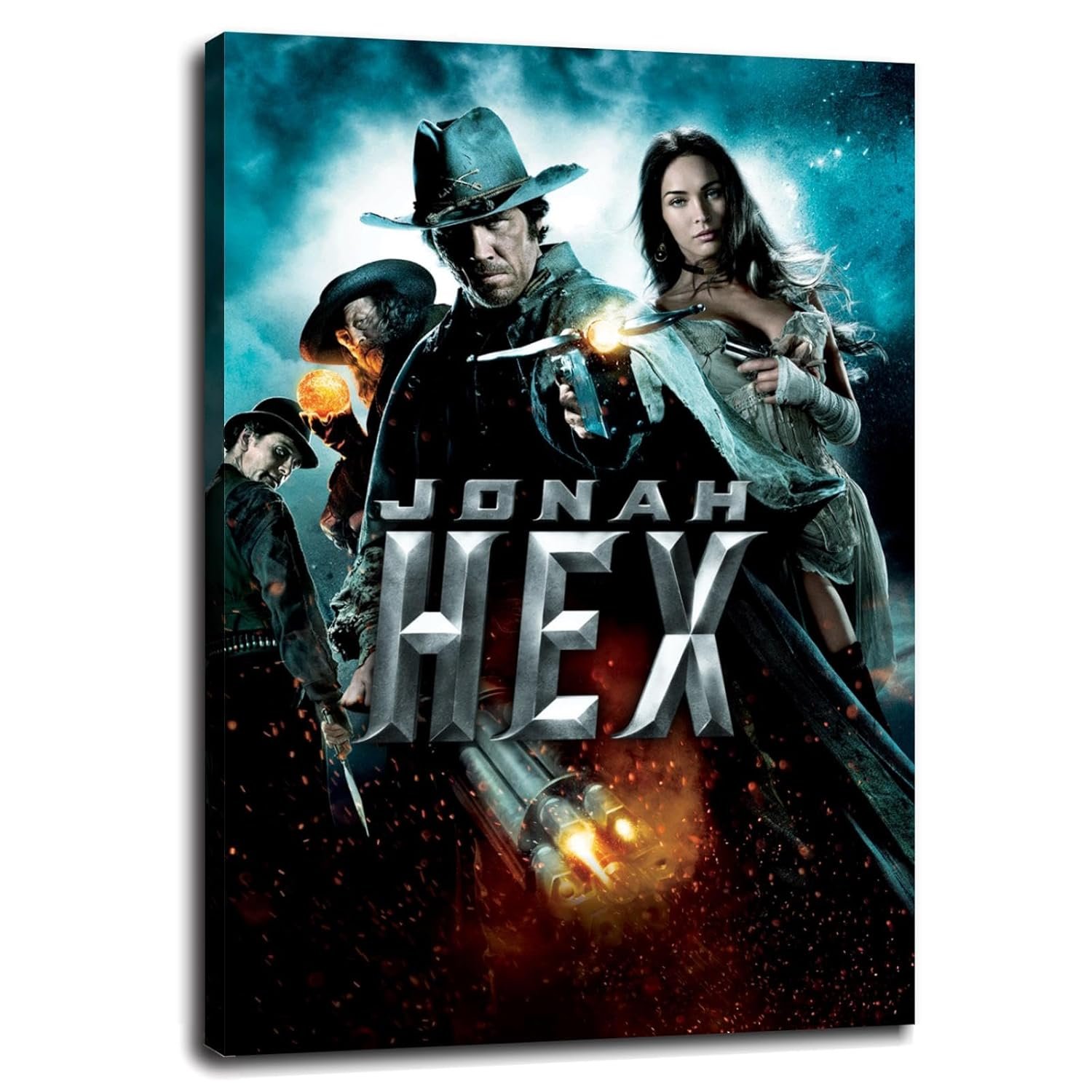 Jonah Hex Movie Poster Wall Art Western Cowboy Canvas Prints Action Movies Poster For Home Office Cinema Decorations With Framed 18"x12"