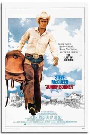 Junior Bonner Movies Poster Vintage Movie Canvas Prints Action Movies Wall Art For Home Office Bedroom Decorations Unframed 12"x8"