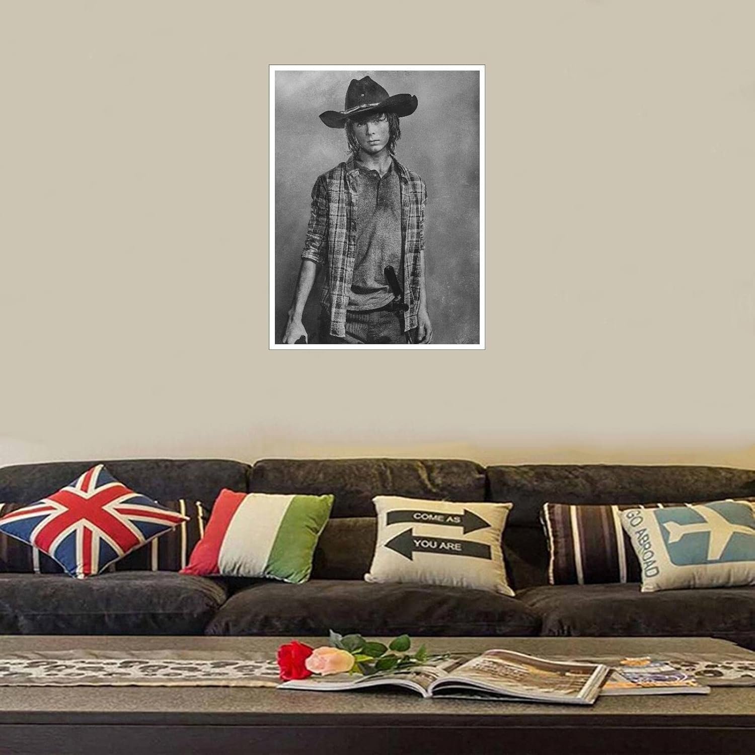 PAMVINT Dead Poster Carl Grimes Wall Art Zombie Daryl Negan Canvas Prints TV Movie Poster Poster For Home Office Cinema Decorations Unframed 10"x8"