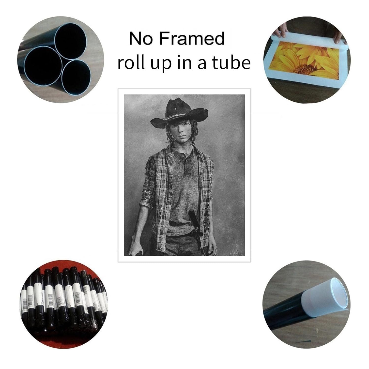 PAMVINT Dead Poster Carl Grimes Wall Art Zombie Daryl Negan Canvas Prints TV Movie Poster Poster For Home Office Cinema Decorations Unframed 10"x8"