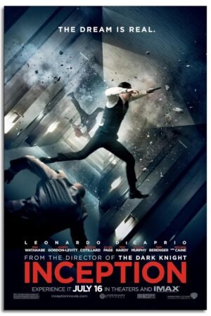 PAMVINT Inception Movie Poster Classic Film Poster Canvas Prints Action Movies Poster Wall Art For Home Office Bedroom Decorations Unframed 12"x8"