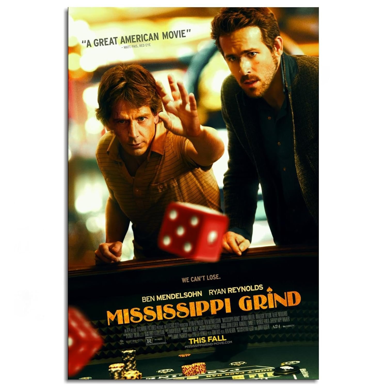 PAMVINT Mississippi Grind Movie Wall Art Artistic Posters Of Dormitory Bedroom Aesthetics Canvas Prints Room Decor Poster For Home Office Living Room Decorations Unframed 36"x24"
