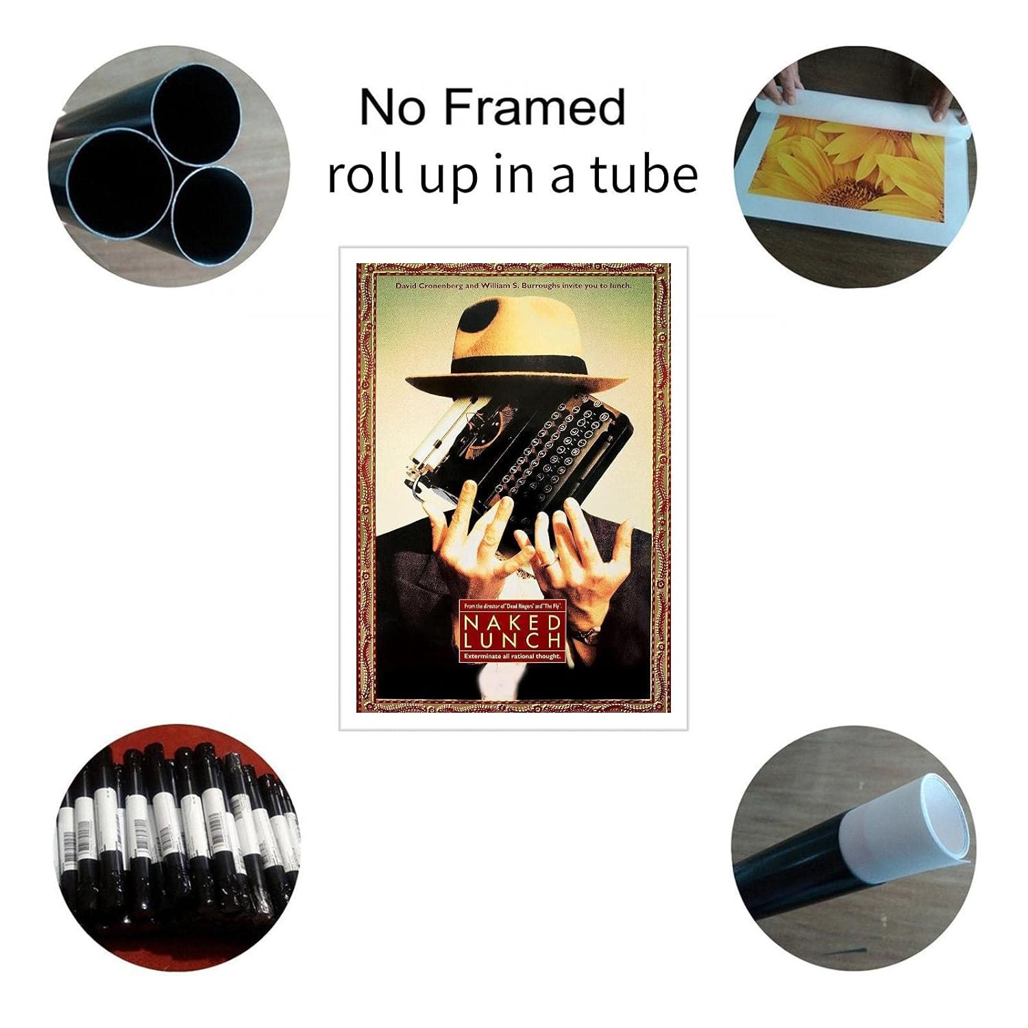 PAMVINT Naked Lunch Movie Poster Poster Wall Art The Smell Of Fear Kara Movie Poster Canvas Prints Poster For Home Office Living Room Decorations Unframed 36"x24"