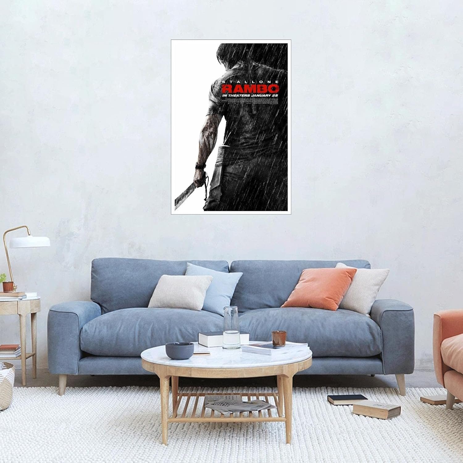 PAMVINT Rambo Movie Wall Art Classic Film Poster Canvas Prints Action Movies Poster Poster For Home Office Bedroom Decorations Unframed 36"x24"