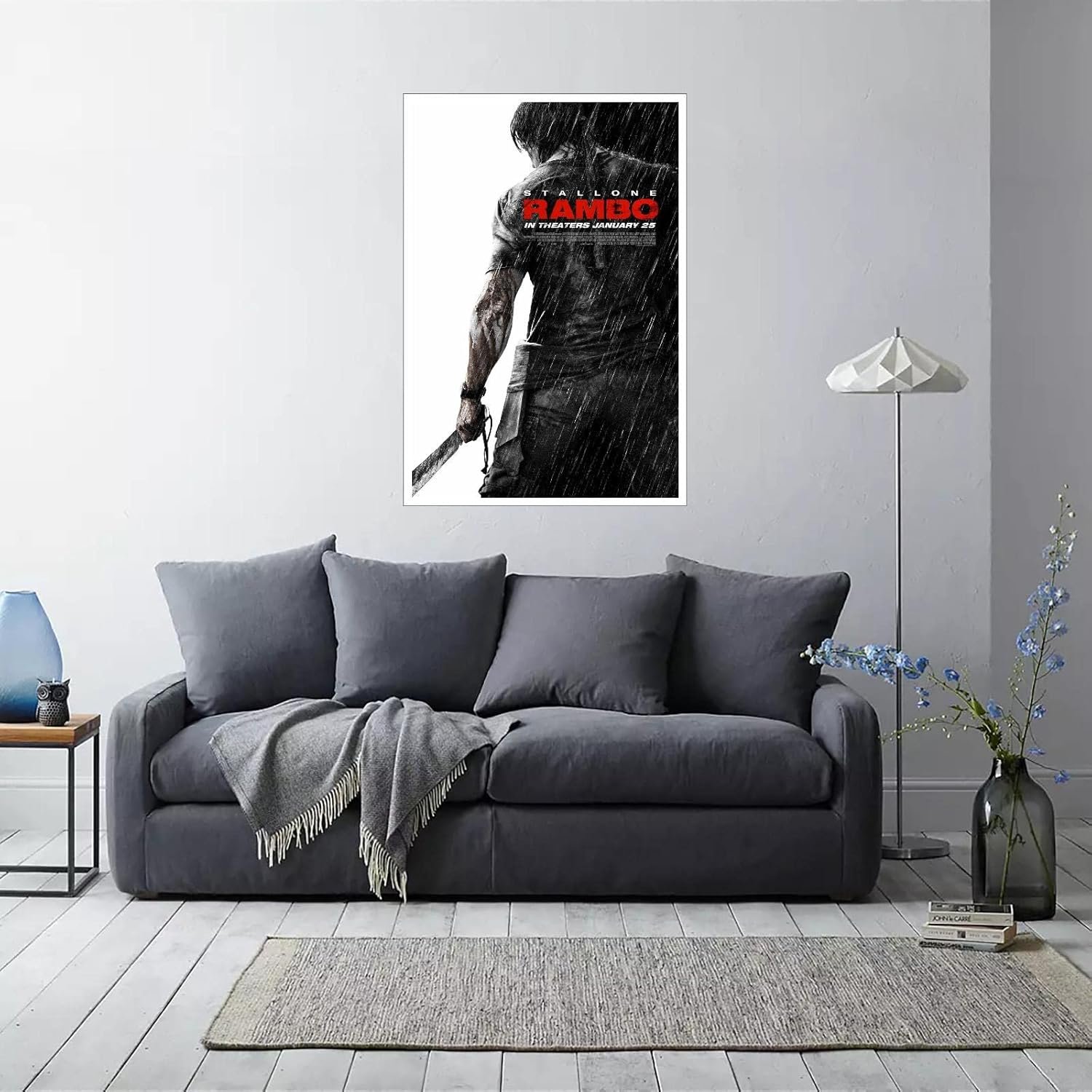PAMVINT Rambo Movie Wall Art Classic Film Poster Canvas Prints Action Movies Poster Poster For Home Office Bedroom Decorations Unframed 36"x24"