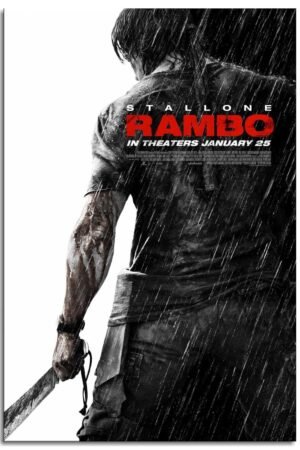 PAMVINT Rambo Movie Wall Art Classic Film Poster Canvas Prints Action Movies Poster Poster For Home Office Bedroom Decorations Unframed 36"x24"