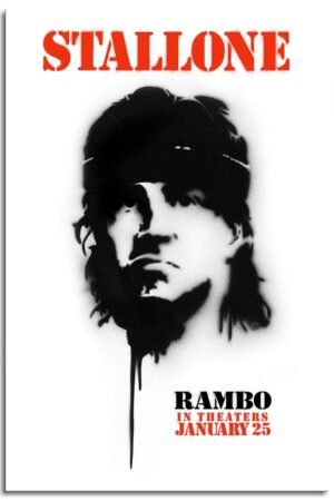 PAMVINT Rambo Movie Wall Art Classic Film Poster Canvas Prints Action Movies Poster Poster For Home Office Bedroom Decorations Unframed 24"x16"