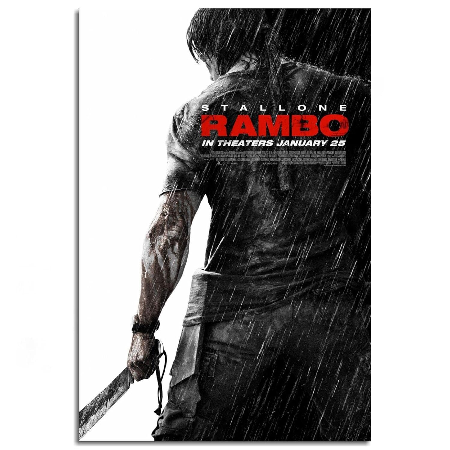 PAMVINT Rambo Movie Wall Art Classic Film Poster Canvas Prints Action Movies Poster Poster For Home Office Bedroom Decorations Unframed 36"x24"