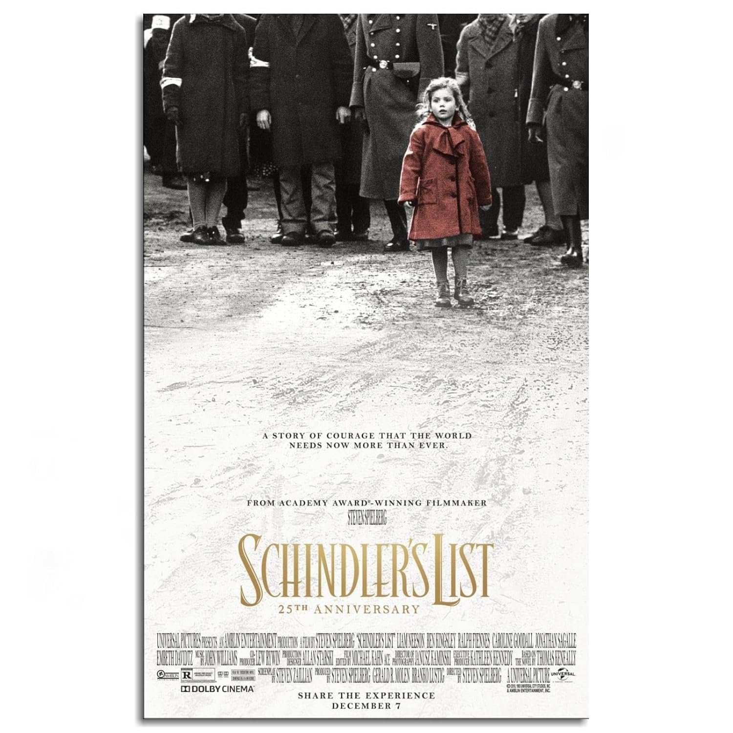 PAMVINT Schindler's List Movie Poster History Biography Drama Canvas Prints Classic Film Movie Poster Wall Art For Home Office Cinema Decorations Unframed 36"x24"