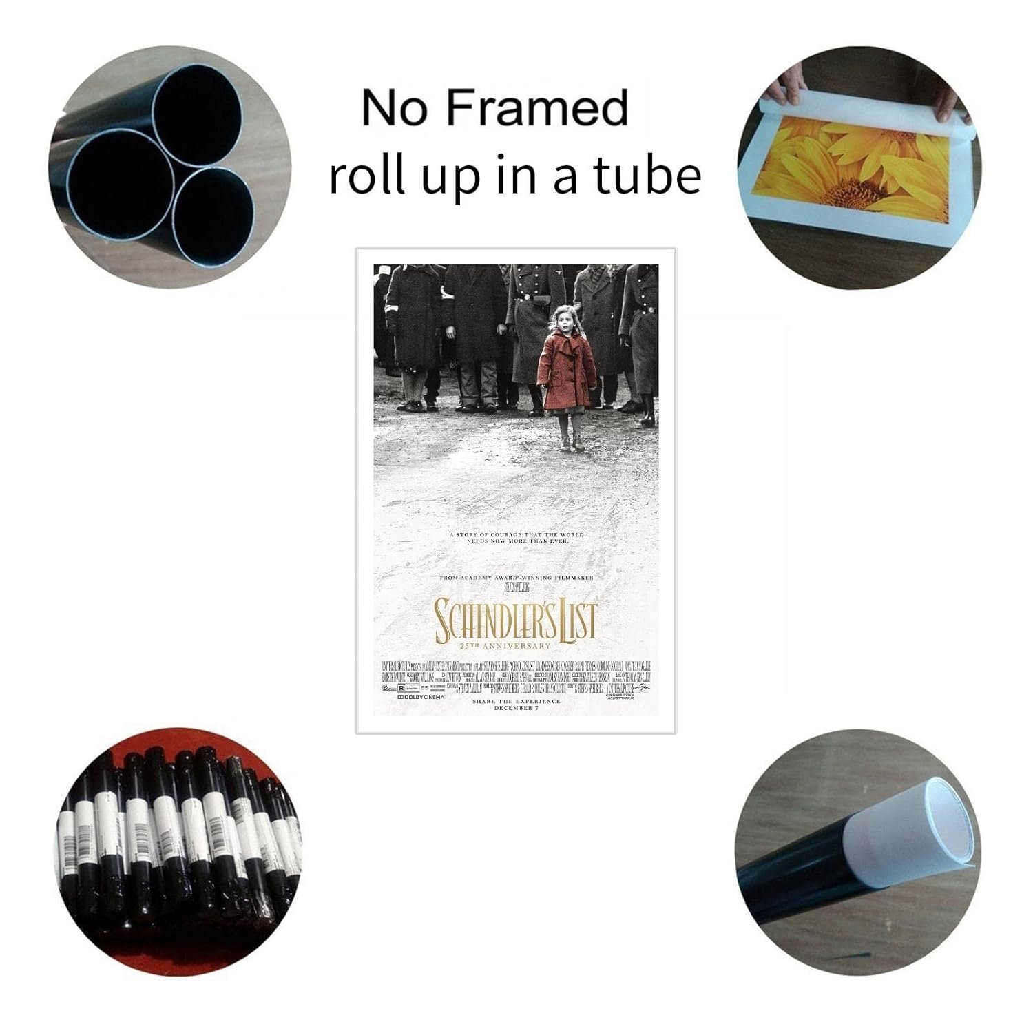 PAMVINT Schindler's List Movie Poster History Biography Drama Canvas Prints Classic Film Movie Poster Wall Art For Home Office Cinema Decorations Unframed 36"x24"