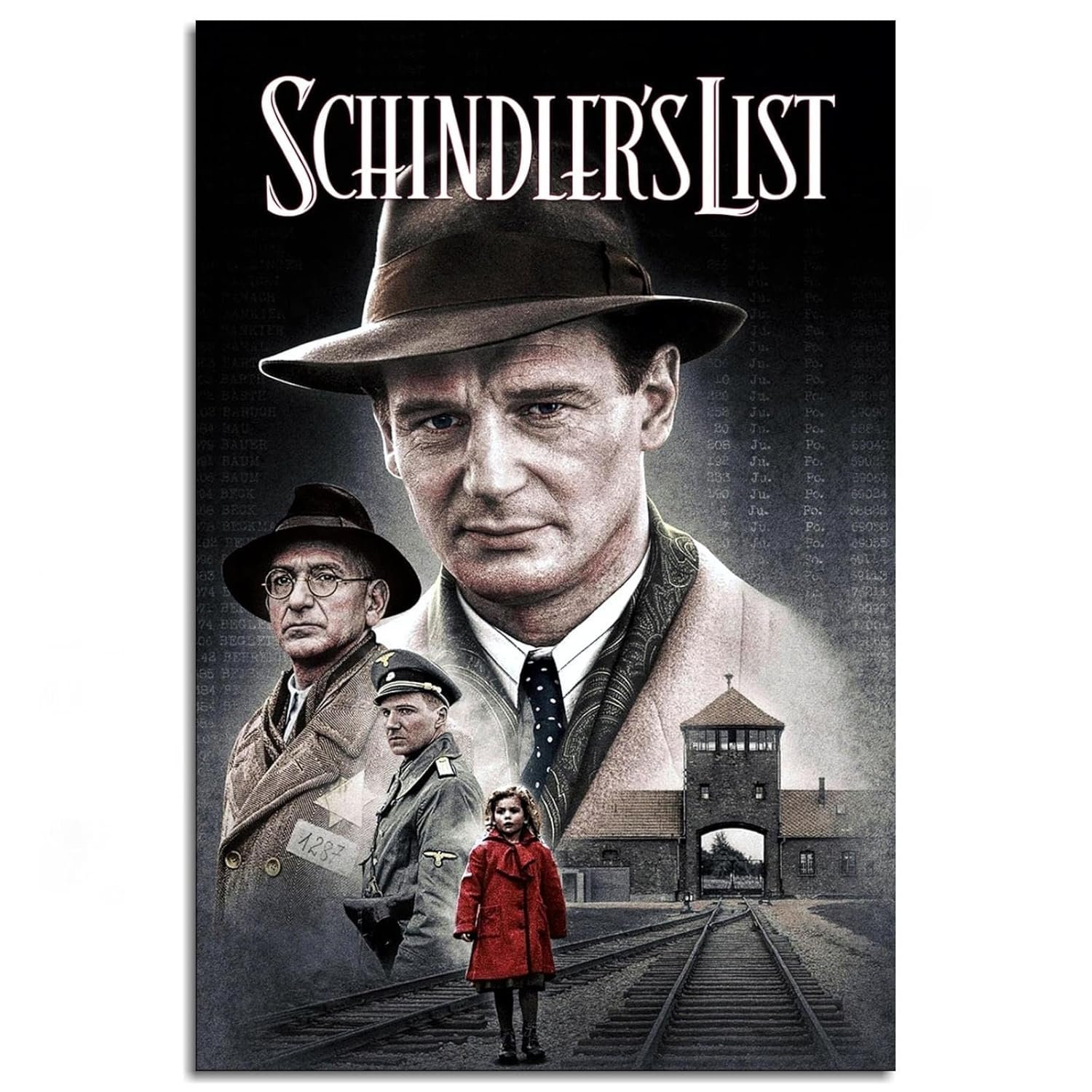PAMVINT Schindler's List Movie Poster History Biography Drama Canvas Prints Classic Film Movie Poster Wall Art For Home Office Cinema Decorations Unframed 18"x12"