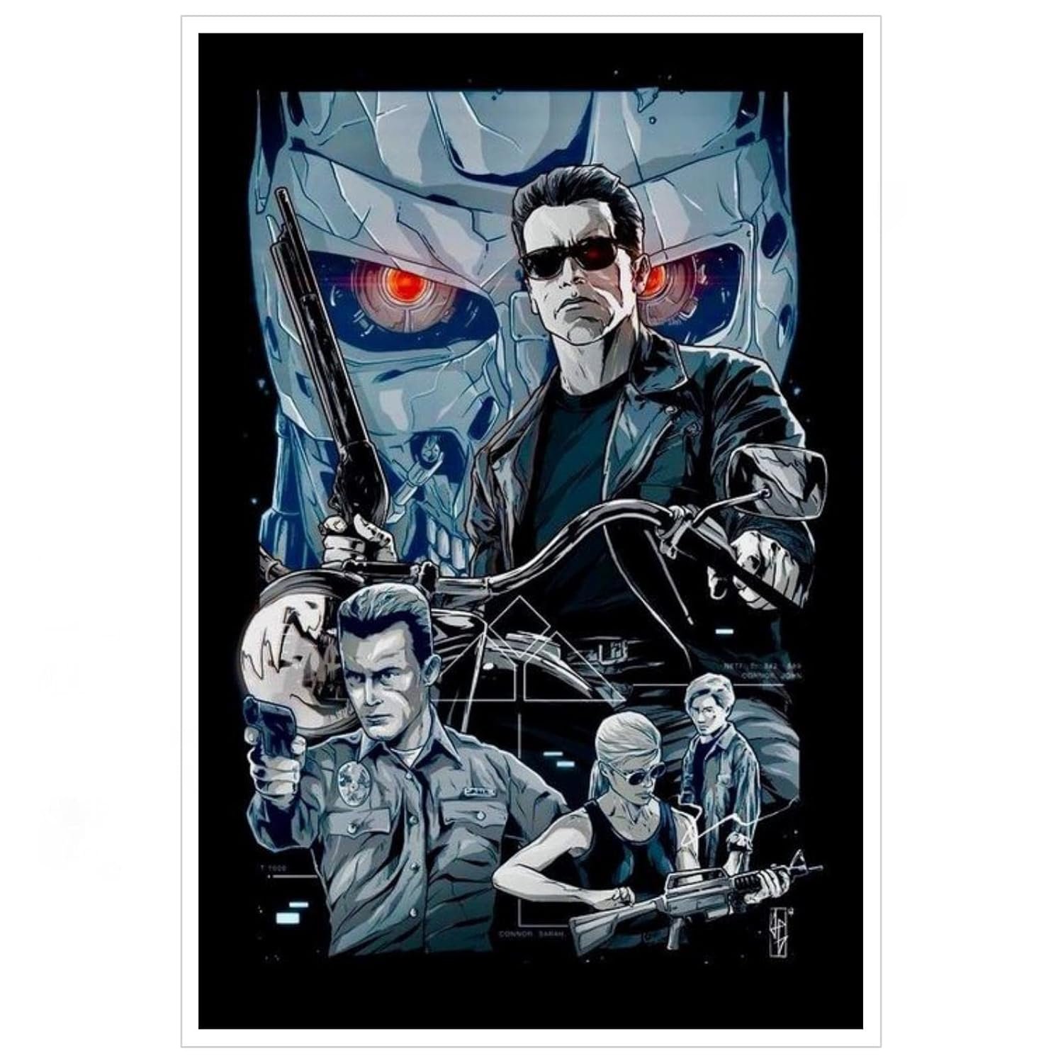 PAMVINT Terminator Canvas Prints Terminator:2 Judgment Day Classic Movie Poster Wall Art For Home Office Bedroom Decorations Unframed 12"x8"