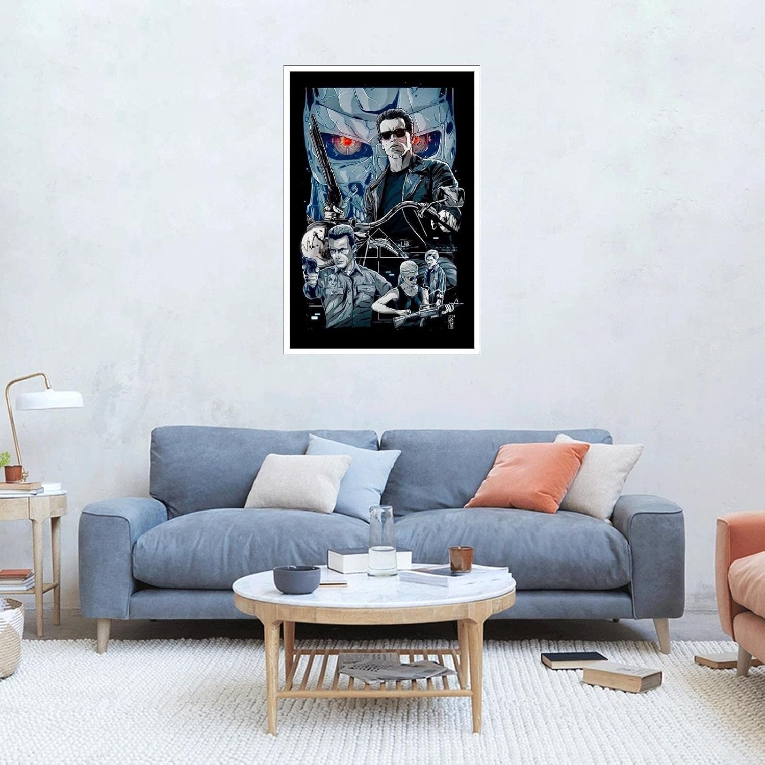 PAMVINT Terminator Canvas Prints Terminator:2 Judgment Day Classic Movie Poster Wall Art For Home Office Bedroom Decorations Unframed 12"x8"