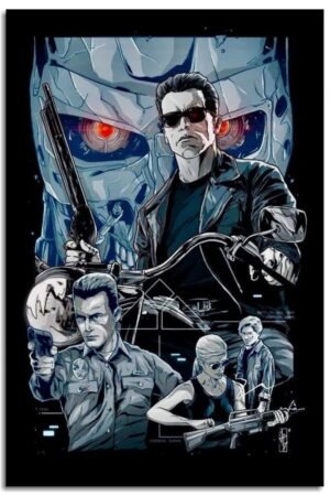 PAMVINT Terminator Canvas Prints Terminator:2 Judgment Day Classic Movie Poster Wall Art For Home Office Bedroom Decorations Unframed 12"x8"
