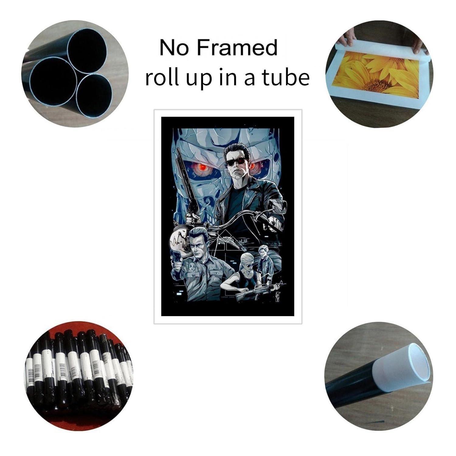 PAMVINT Terminator Canvas Prints Terminator:2 Judgment Day Classic Movie Poster Wall Art For Home Office Bedroom Decorations Unframed 12"x8"