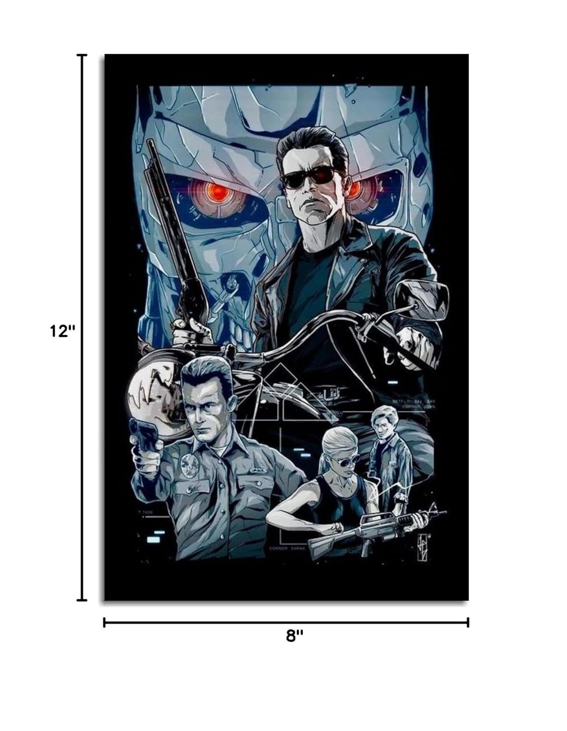 PAMVINT Terminator Canvas Prints Terminator:2 Judgment Day Classic Movie Poster Wall Art For Home Office Bedroom Decorations Unframed 12"x8"