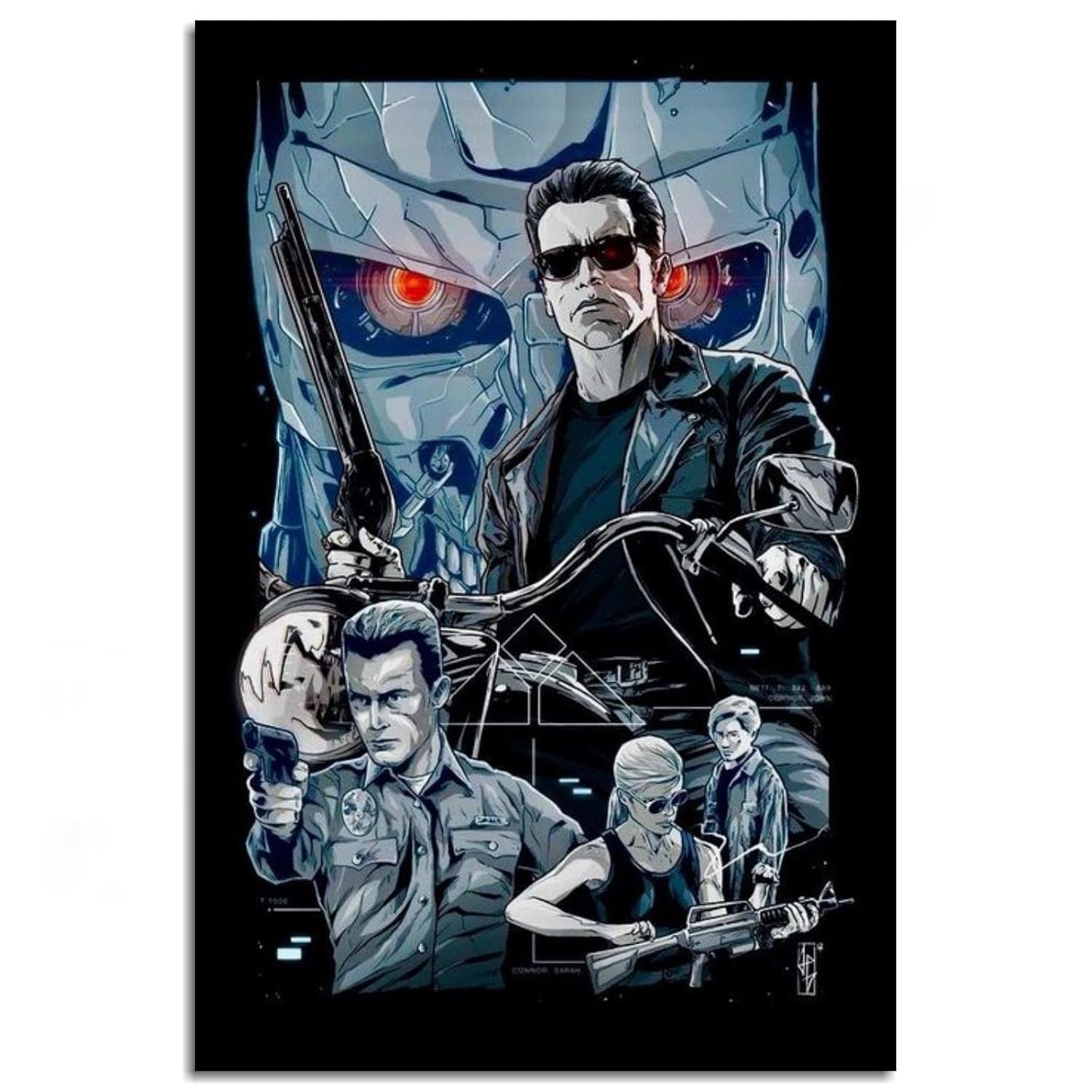 PAMVINT Terminator Canvas Prints Terminator:2 Judgment Day Classic Movie Poster Wall Art For Home Office Bedroom Decorations Unframed 12"x8"