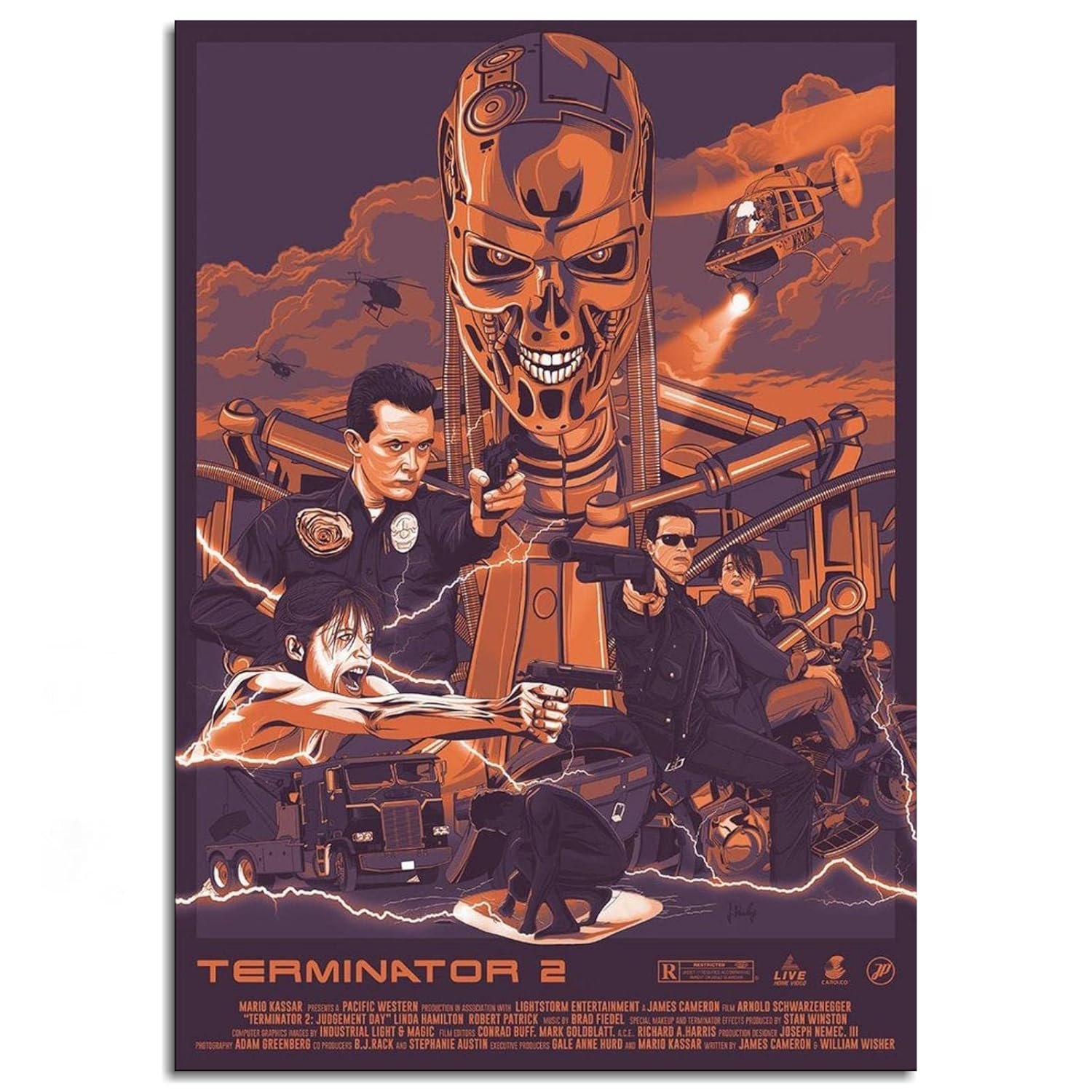 PAMVINT Terminator Poster Terminator:2 Judgment Day Canvas Prints Classic Movie Wall Art For Home Office Bedroom Decorations Unframed 24"x16"