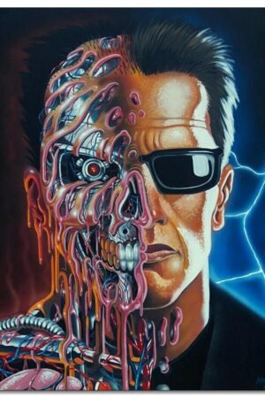 PAMVINT Terminator Poster Terminator:2 Judgment Day Canvas Prints Classic Movie Wall Art For Home Office Living Room Decorations Unframed 32"x24"