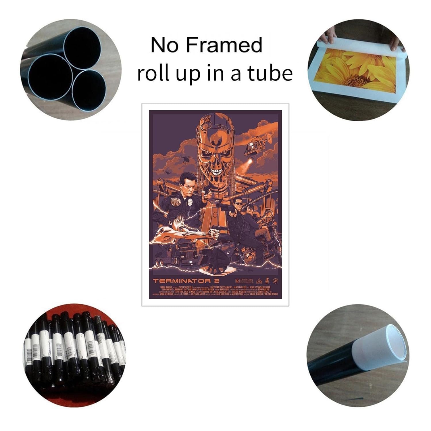 PAMVINT Terminator Poster Terminator:2 Judgment Day Canvas Prints Classic Movie Wall Art For Home Office Bedroom Decorations Unframed 24"x16"