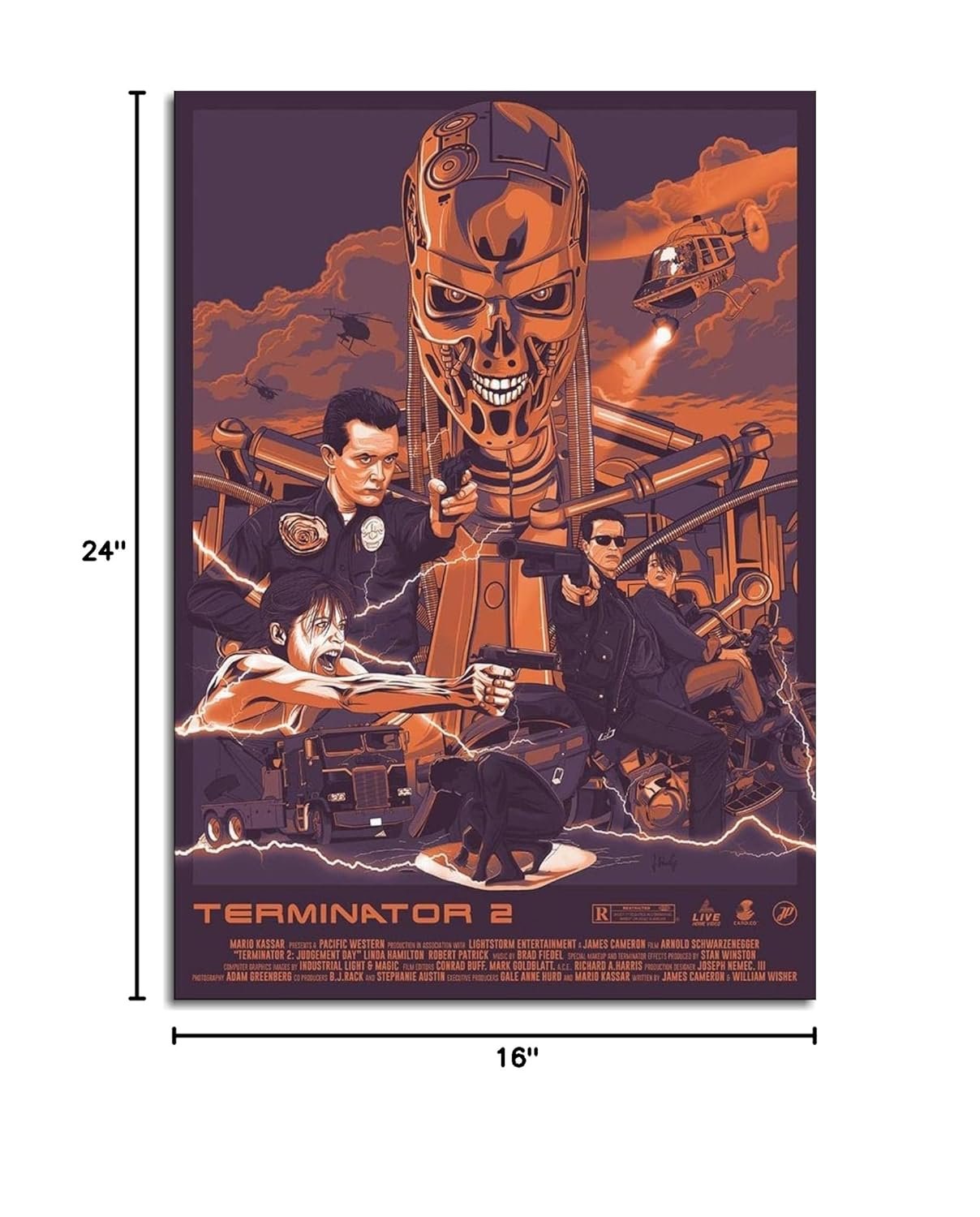PAMVINT Terminator Poster Terminator:2 Judgment Day Canvas Prints Classic Movie Wall Art For Home Office Bedroom Decorations Unframed 24"x16"