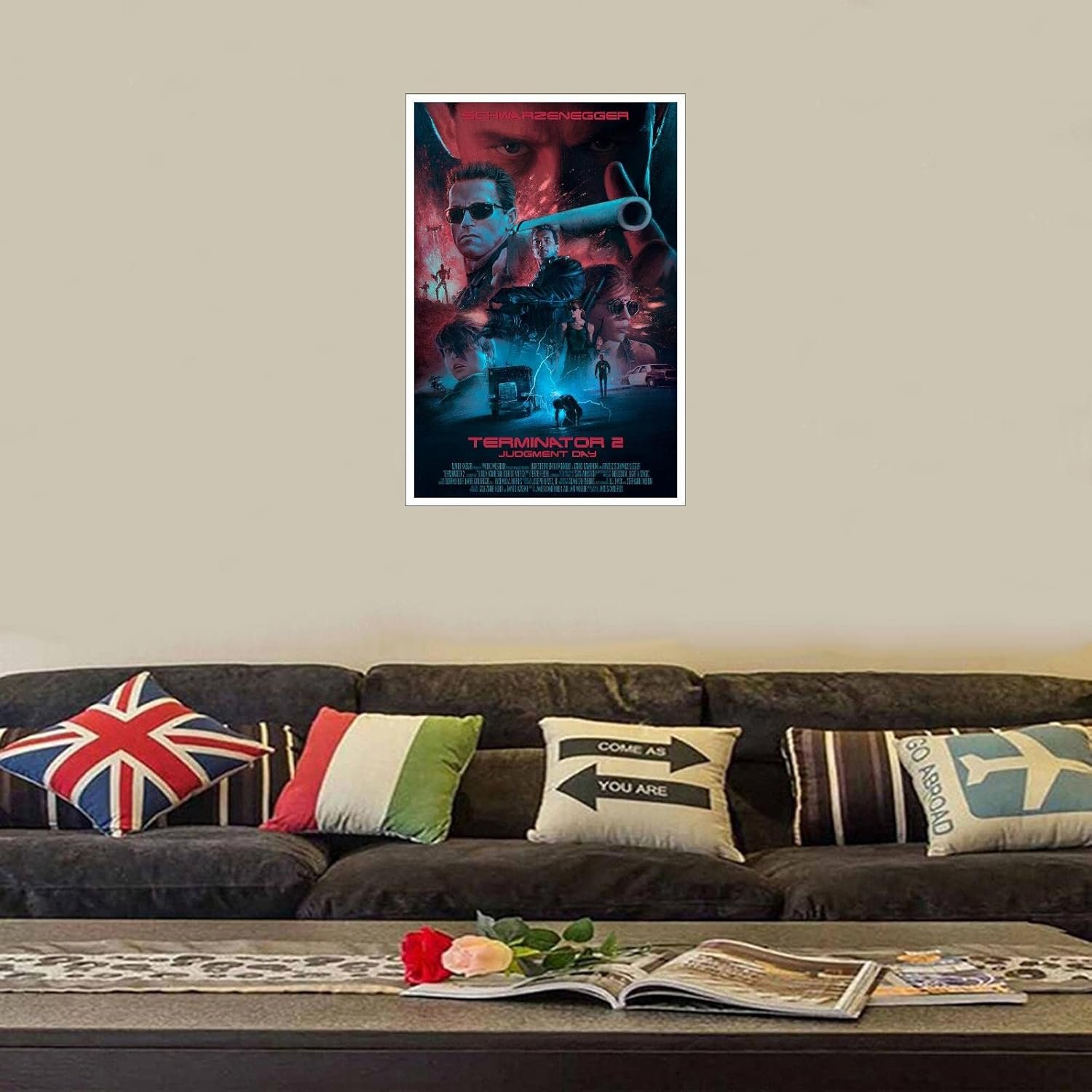 PAMVINT Terminator Wall Art Terminator:2 Judgment Day Canvas Prints Classic Movie Poster For Home Office Living Room Decorations Unframed 36"x24"