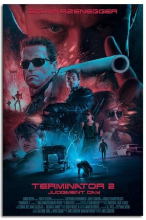 PAMVINT Terminator Wall Art Terminator:2 Judgment Day Canvas Prints Classic Movie Poster For Home Office Living Room Decorations Unframed 36"x24"