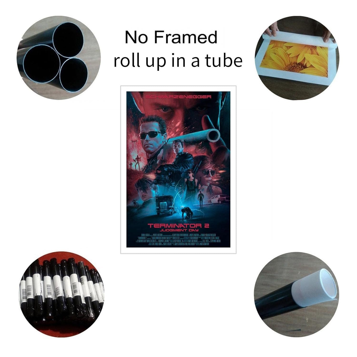 PAMVINT Terminator Wall Art Terminator:2 Judgment Day Canvas Prints Classic Movie Poster For Home Office Living Room Decorations Unframed 36"x24"