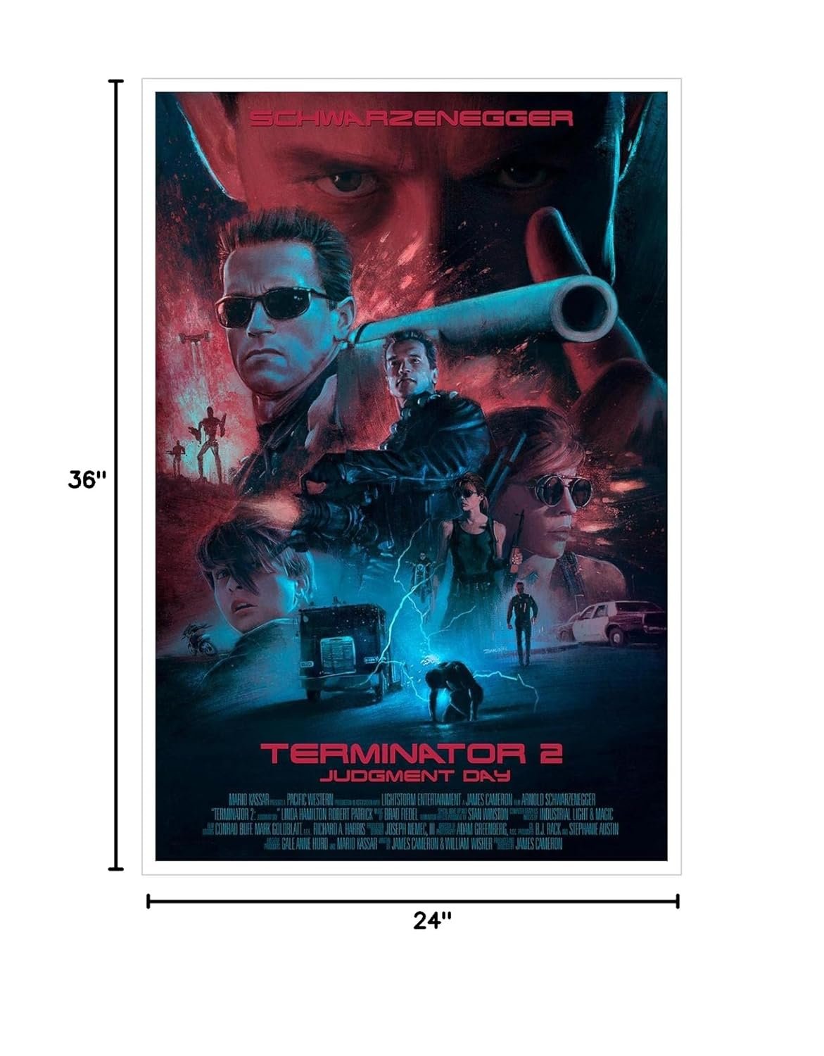PAMVINT Terminator Wall Art Terminator:2 Judgment Day Canvas Prints Classic Movie Poster For Home Office Living Room Decorations Unframed 36"x24"