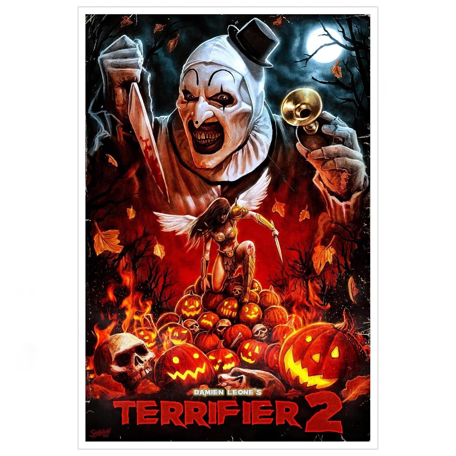 PAMVINT Terrifier 2 Poster Horror Movie Canvas Prints Theater Dorm Bedroom Aesthetic Poster Wall Art For Home Office Decorations Unframed 36"x24"